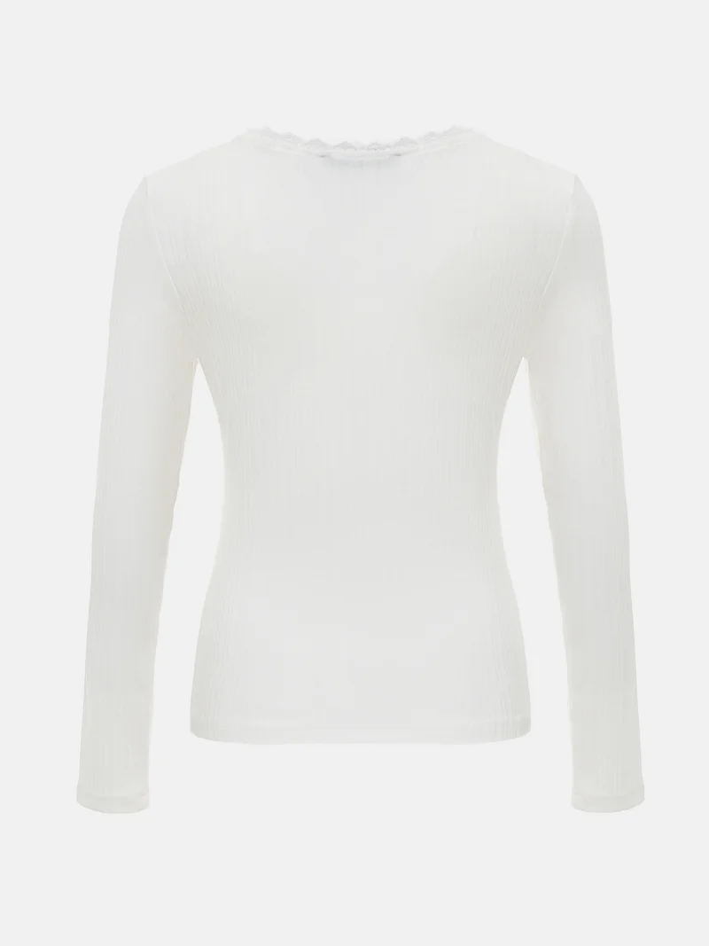 Lichi Textured jersey top with openwork and bow detailing