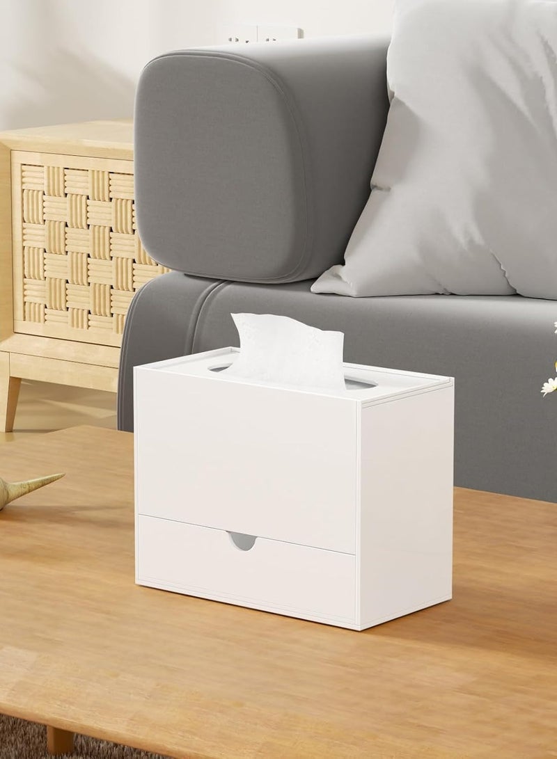 TPGP Acrylic Tissue Box Cover, Tissue Box Organizer, Rectangle Tissue Box Cover with Storage, Multifunctional White Tissue Box Cover for Bathroom, Bedroom, Dressers, Office - Image 4