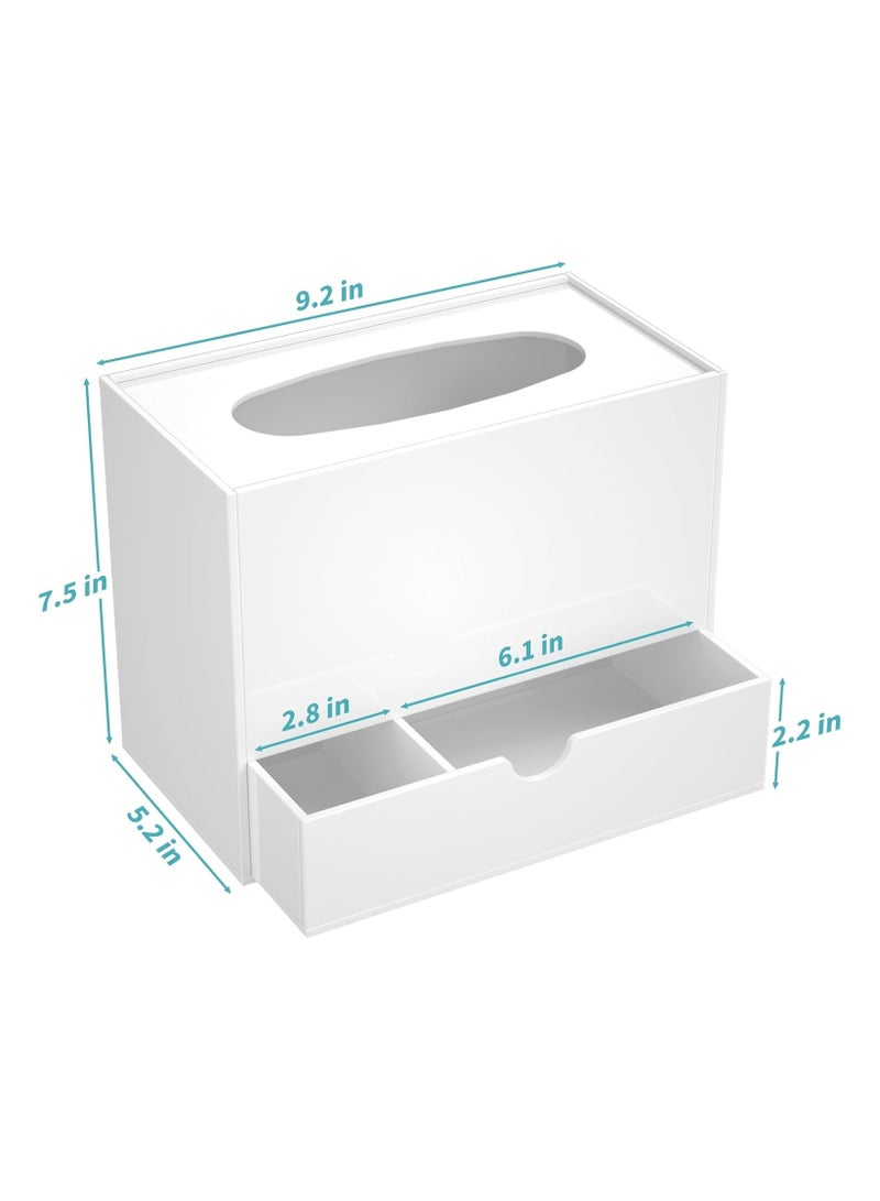 TPGP Acrylic Tissue Box Cover, Tissue Box Organizer, Rectangle Tissue Box Cover with Storage, Multifunctional White Tissue Box Cover for Bathroom, Bedroom, Dressers, Office - Image 2