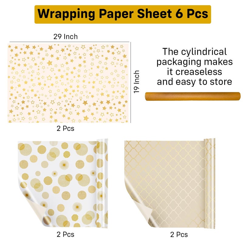 Party Propz Party Propz Gift Wrapping Paper Pack of 6Pcs Gift Wrapping Paper Sheets Gift Paper Sheets Gift Wrapping Paper Roll Packing Paper for Gift Wrap Gift Wrapping Material Packing Paper for Gifts - Image 2