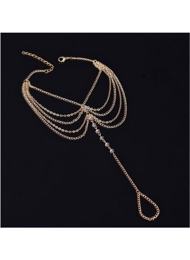 سوار كاحل معدني متعدد الطبقات، مجوهرات أنيقة ومتينة، للنساء والفتيات، مناسب للارتداء اليومي، مناسب لحفلات الشاطئ والعطلات الصيفية - Image 5