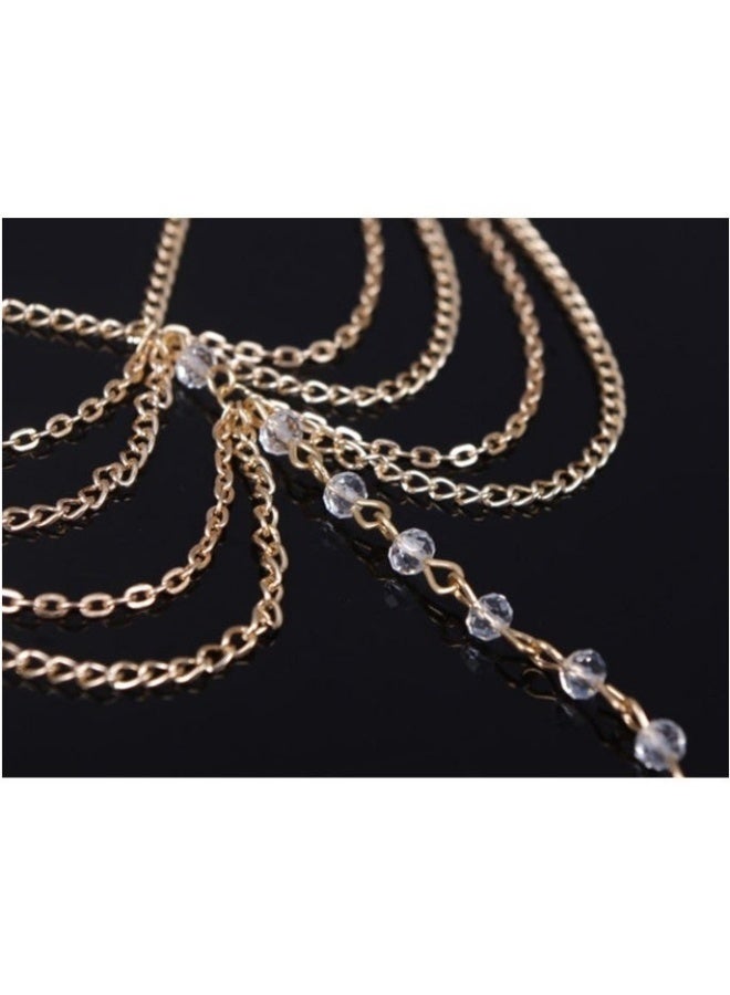 سوار كاحل معدني متعدد الطبقات، مجوهرات أنيقة ومتينة، للنساء والفتيات، مناسب للارتداء اليومي، مناسب لحفلات الشاطئ والعطلات الصيفية - Image 3