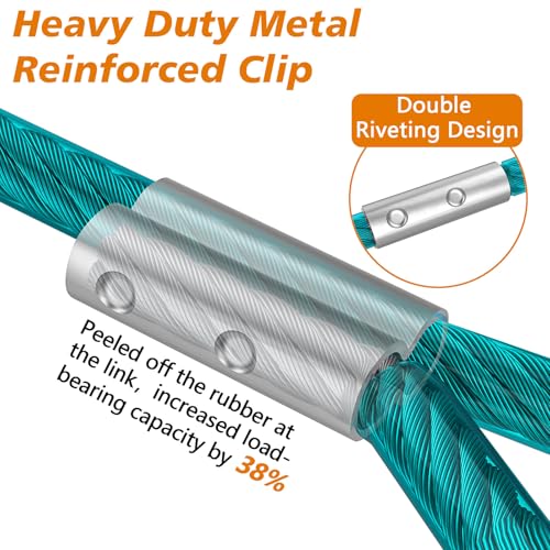 XiaZ Dog Tie Out Cable, Dog Leads for Yard 8/10/15/20/30/50 Feet, Heavy Duty Pet Runner Tether Chain Outside for Small Medium Large Dogs Up to 120 LBS (30 FT, Teal) - Image 5