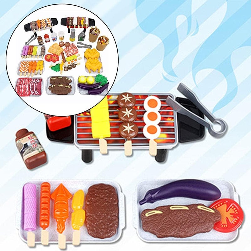 klarako BBQ Playset Pretend Play Food Toy Grill Set Barbeque Kitchen Cooking Tools Role Toys for Kids Toddlers Boys and Girls Gifts Two Player Game Set  80pcs - Image 5