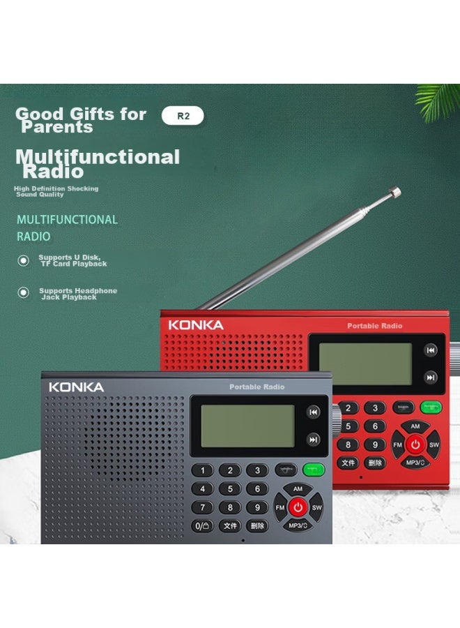 KONKA Kf2 All-band Radio, Shortwave Radio, Portable Multi-functional Transistor Radio With Sd Card Slot For Students' English Listening Tests - Image 2
