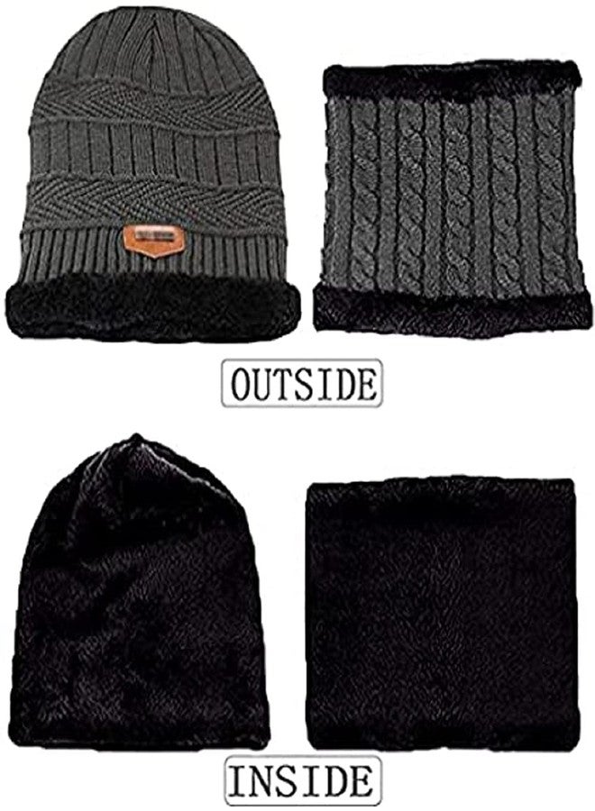 BeFall Winter Warm Hat Boy's & Girl's Outdoor Sports Hedging Hat Scarf Set Boys Girls (8-14 Years) Warm Fleece Cap Scarf Set Ski Equipment (Grey) - Image 2