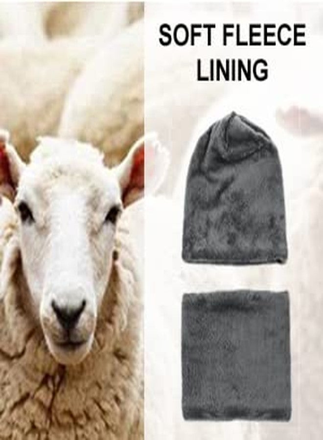 BeFall Winter Warm Hat Boy's & Girl's Outdoor Sports Hedging Hat Scarf Set Boys Girls (8-14 Years) Warm Fleece Cap Scarf Set Ski Equipment (Grey) - Image 5