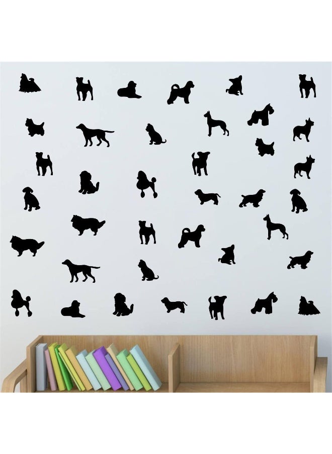 JURUOXIN 38 Pcs / Set Dog Wall Decals Vinyl Animal Sticker Animal Footprint Wall Art Decoration for Kids Boy Girl Baby Nursery Bedroom Living Room Animal Tracks Decor YMX61 (Black)  - Image 1