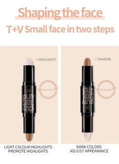 QIC Ploy 101 Stick Double ended 2 in1 Highlight Contour Highlighter Makeup Stick Eye Concealer Stick Facial Highlighter Makeup Mineral Contour Concealer Stick Palette Concealer Shadow Pen 02  - Image 4