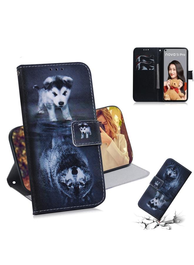 اس-توب جراب لهاتف Huawei Nova 5i Pro/Mate 30 Lite، جراب جلدي من البولي يوريثان قابل للطي أفقيًا بنمط رسم ملون مع حامل وفتحات للبطاقات ومحفظة - Image 1