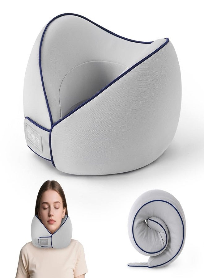 Back2 Travel Pillows for Airplanes, Memory Foam Neck Pillow for Traveling, Ergonomic Design Travel Neck Support with Storage Bag, Quick Rebound Airplane Pillow, Travel Essentials (Grey) - Image 1