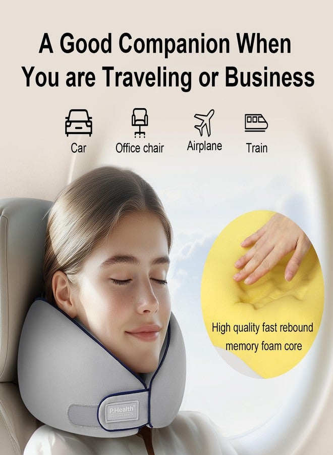 Back2 Travel Pillows for Airplanes, Memory Foam Neck Pillow for Traveling, Ergonomic Design Travel Neck Support with Storage Bag, Quick Rebound Airplane Pillow, Travel Essentials (Grey) - Image 4