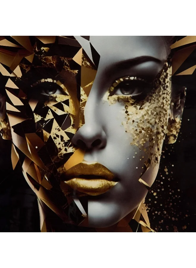Home Box Cyprus Odean Lady with Roots Abstract Framed Picture with Foil - 60x90x2.8 cm
