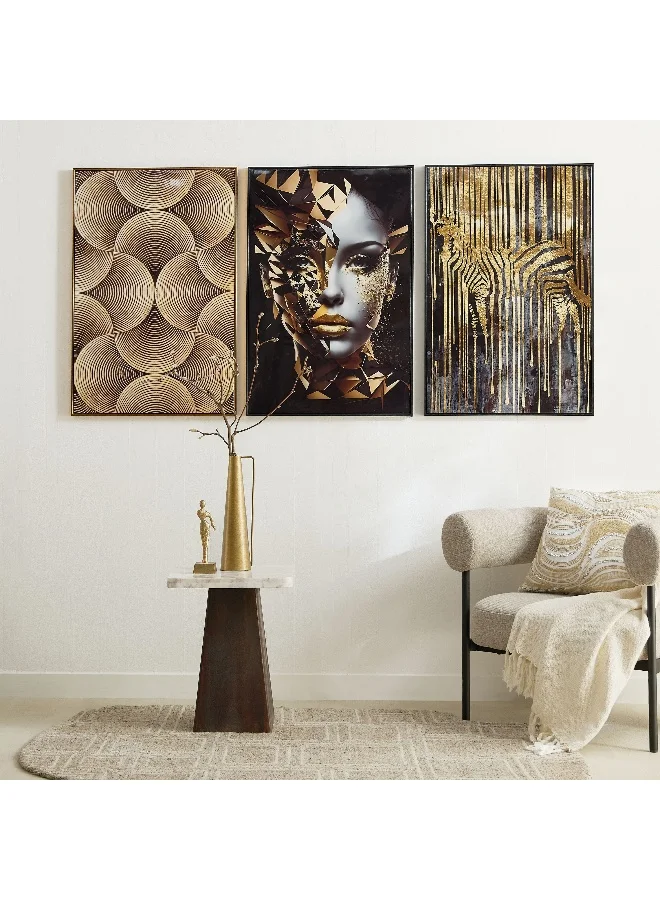 Home Box Cyprus Odean Lady with Roots Abstract Framed Picture with Foil - 60x90x2.8 cm