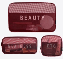 Custom Logo Makeup Organizer Bag Wine red with printing