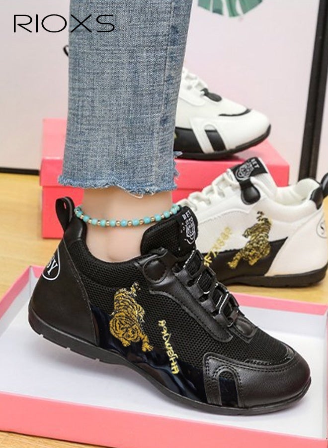 RIOXS Women's Casual Sports Sneakers Breathable Flat Lace Up Shoes Casual Jogging Walking Running Shoes, Ladies Athlesiure Shoes  - Image 3