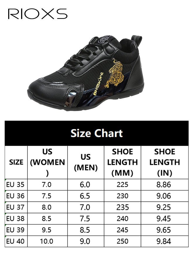 RIOXS Women's Low-Top Sneakers, Casual Sports Shoes for Women, Lighweight Walking Shoes, Ladies Classic Lace Up Athlesiure Sneaker, Women's Comfort Shoes for Running Jogging, Anti-slip Trainer Comfortable Footwear, Fashion Sneakers Tennis Shoes, Black Shoes - Image 4