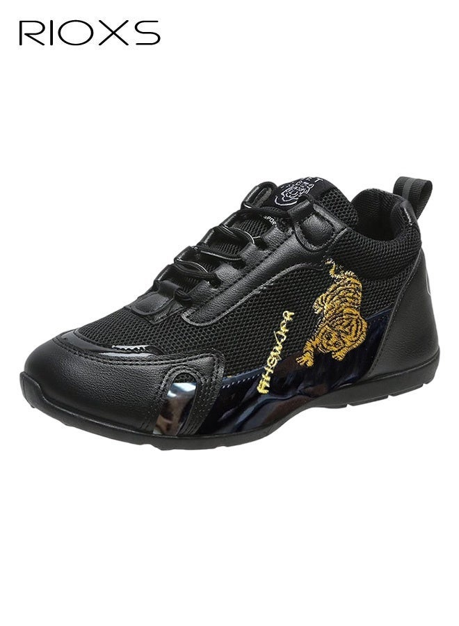 RIOXS Women's Low-Top Sneakers, Casual Sports Shoes for Women, Lighweight Walking Shoes, Ladies Classic Lace Up Athlesiure Sneaker, Women's Comfort Shoes for Running Jogging, Anti-slip Trainer Comfortable Footwear, Fashion Sneakers Tennis Shoes, Black Shoes - Image 2