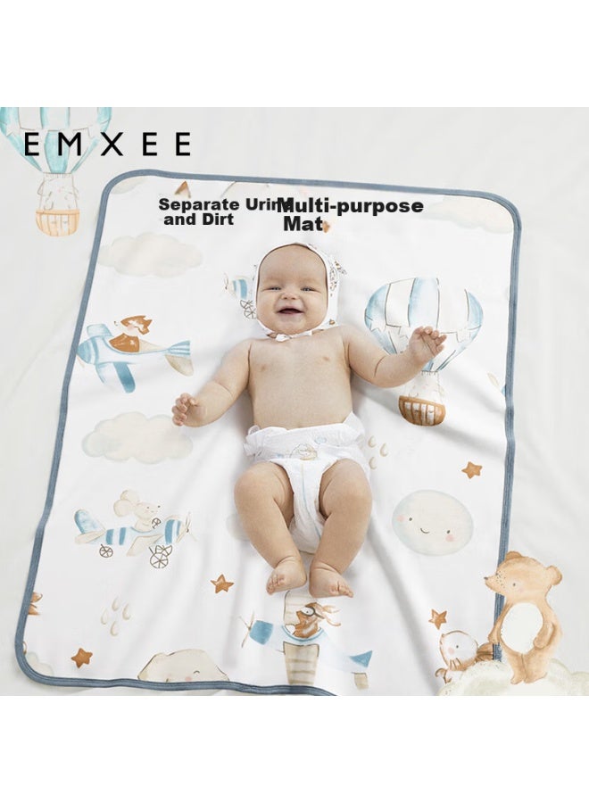 EMXEE وسادة حفاضات مائية قابلة للغسل للأطفال من إيمكسي، حجم كبير، حصيرة سرير مانعة للتسرب للأطفال والرضع، تصميم حكاية خرافية لليالي الممطرة، 50X70 سم - Image 1