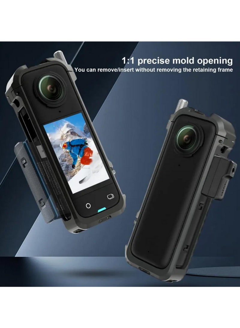 ماركة غير محددة إطار وقائي من سبائك الألومنيوم مقاوم للصدمات لكاميرا Insta360 X4 - حامل محمول متين ضد السقوط، خفيف الوزن وسهل الحمل، تصميم أنيق مناسب للسفر  - Image 4
