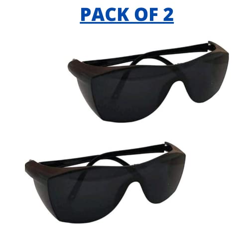 Vast SAFETY GOGGLES SAFETY GLASSES FOR BIKING, RIDING, FOR MEN, WOMEN, BOYS, GIRLS Welding, Laboratory, Blowtorch, Wood-working, Power Tool Safety Goggle (SAFETY GOGGLES NO.2) (BLACK- PACK OF 2) - Image 2
