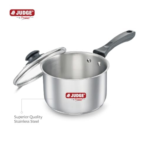 Judge by Prestige 16cm (2L) Classic Stainless Steel Sauce Pan with Glass Lid|Gas and Induction Compatible| - Image 3