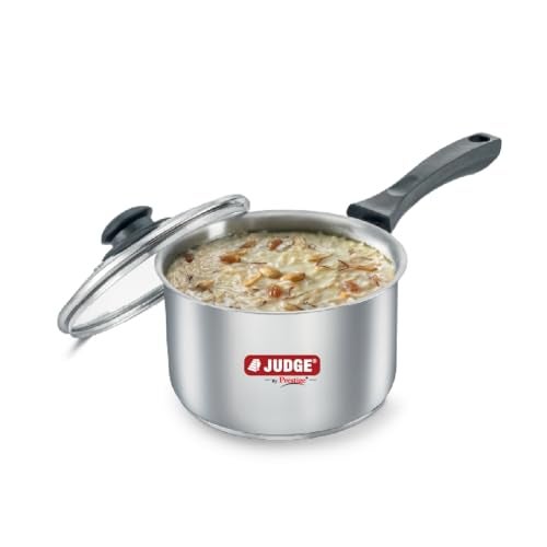 Judge by Prestige 16cm (2L) Classic Stainless Steel Sauce Pan with Glass Lid|Gas and Induction Compatible| - Image 1