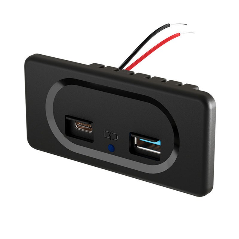 12 Volt USB Socket with Cap, Dual Port Quick USB Charge Adapters (PD&Type-C), for Cars Bus RV Boat ATV Truck (Panel Mount) - Image 1