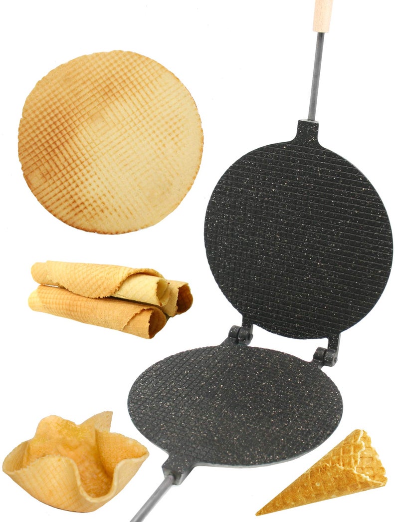 PetriStor PetriStor Waffle Maker Round Has Nonstick Coating Size 8 in  Waffle Cone Maker  Krumkake Iron  Wafer Maker  Waffle Cone Maker Machine  Stroopwafel Maker  Ice Cream Cone Maker 