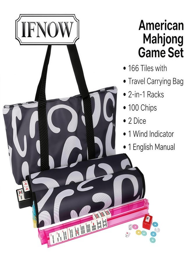 IFNOW American Mahjong Set 166 Tiles, 4 Racks with Pusher & Carry Bag, Complete Game Set with Melamine Tiles, Dice, Chips | Portable Majiang Tile Set for Family Game Night & Travel (New-Letter) - Image 2
