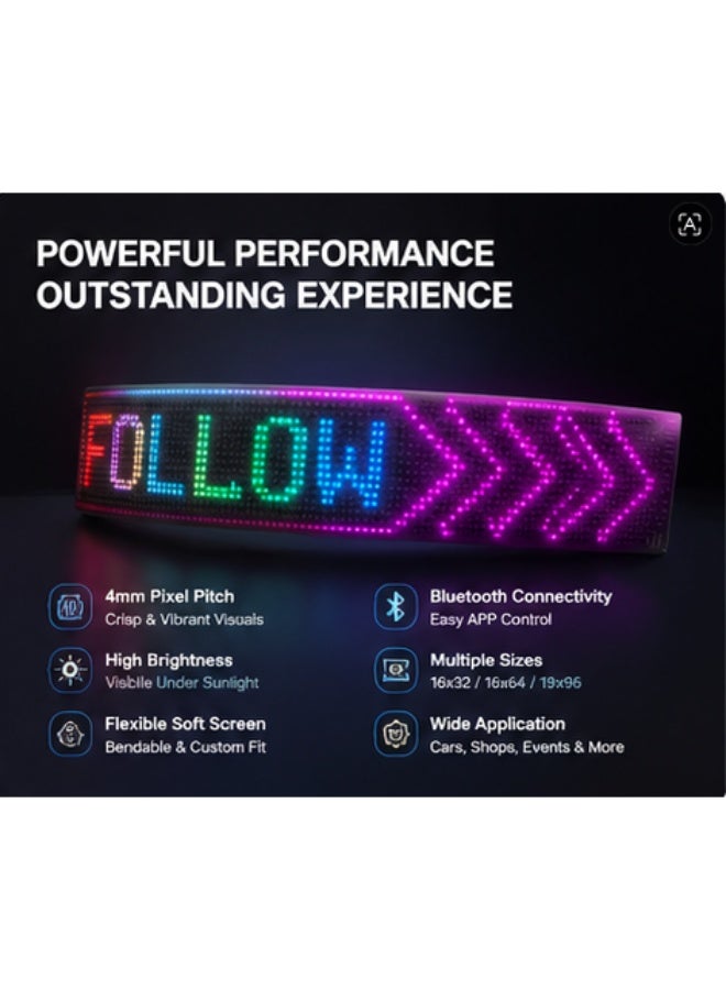 جروفميد شاشة LED مرنة وناعمة بتصميم عصري مع تحكم عن بُعد عبر تطبيق بلوتوث - Image 2