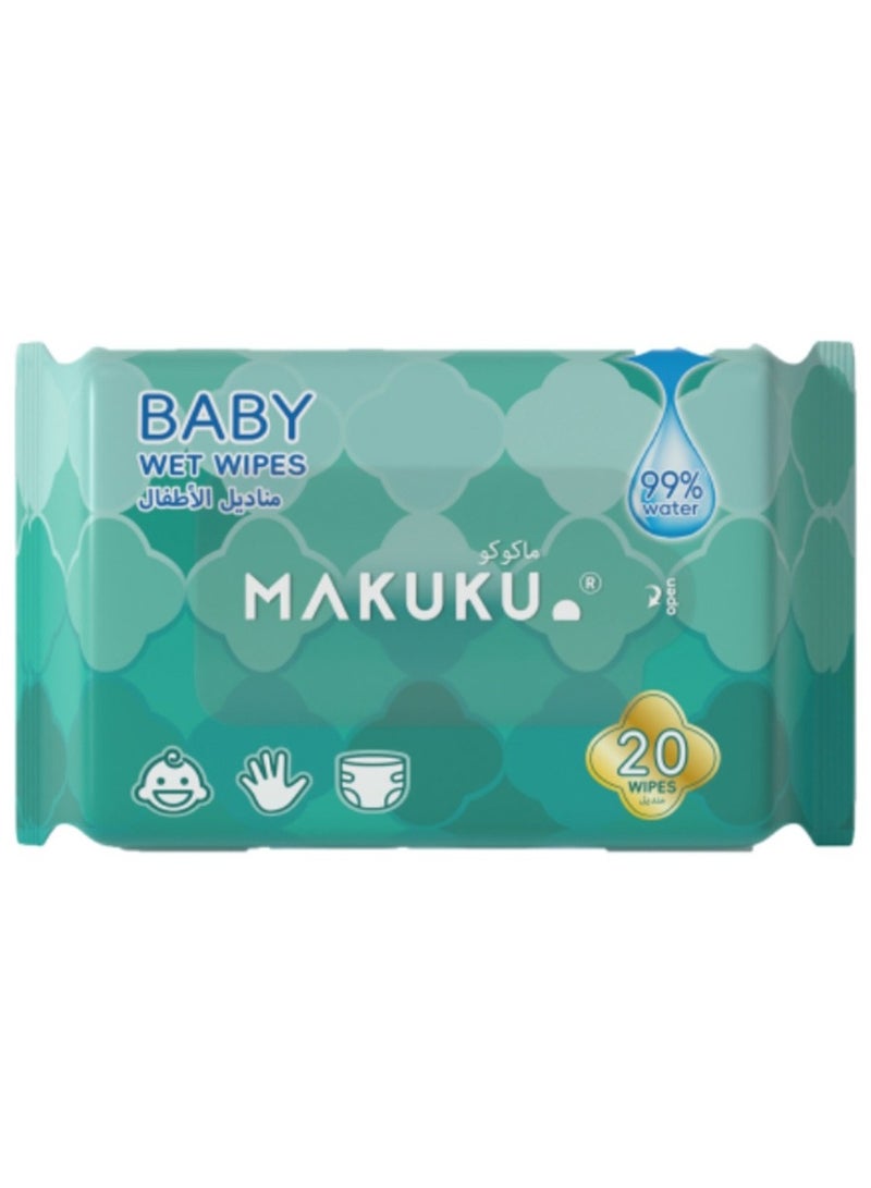 ماكوكو مناديل مبللة للأطفال، عبوة من 20 منديل