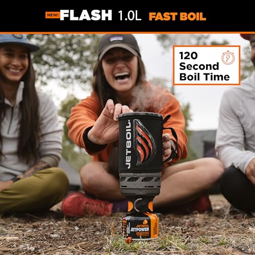 Jetboil Flash 1.0L Portable Fast Boil Stove for Camping and Backpacking with 1-Step Auto Ignition, New for 2025, Propane/Isobutane Burner with Cooking Cup, Ocean Topo - Image 5
