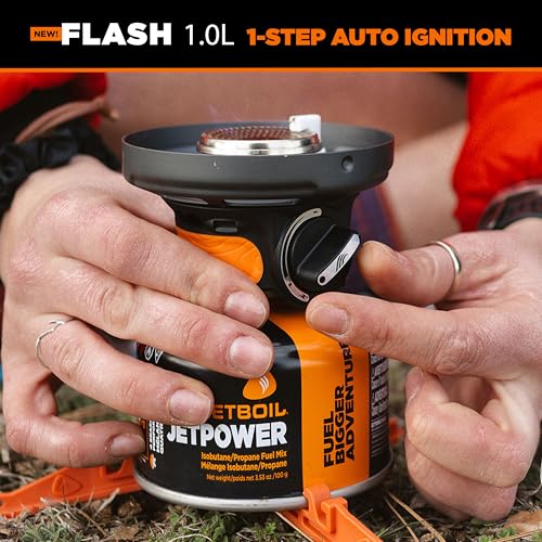 Jetboil Flash 1.0L Portable Fast Boil Stove for Camping and Backpacking with 1-Step Auto Ignition, New for 2025, Propane/Isobutane Burner with Cooking Cup, Ocean Topo - Image 3