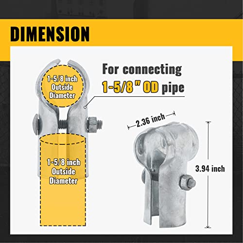 VIVIDA End Rail Clamps 1-5/8 Inch, Chain Link Fence Fittings, Panel T Connector for 1-5/8" OD Pipe, Galvanized Steel, 4 PCS - Image 3