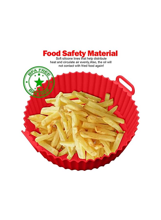 PROMASS Air Fryer Silicone Pot, Silicone Liners Food Safe Non Stick Air fryers Basket Oven Accessories, Reusable Fits 3QT - 5QT Air Fryer 2 pieces With Oil brush bottle (Red Red) - Image 4
