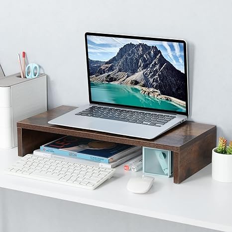 carpentray 20 inch Monitor Stand Riser Wood Monitor Stand for Desk TVScreenPCPrinterLaptop Riser Computer Stand Organizer Desktop Stand Monitor Riser - Image 2