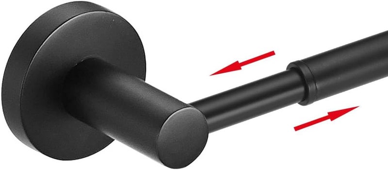 BESy Adjustable 15 to 26 Inch Single Bath Towel Bar Rack for Bathroom Accessories SUS304 Stainless Steel Towel Holder, Wall Mount with Screws Hand Towel Bar Rod Hotel Style, Matte Black - Image 1