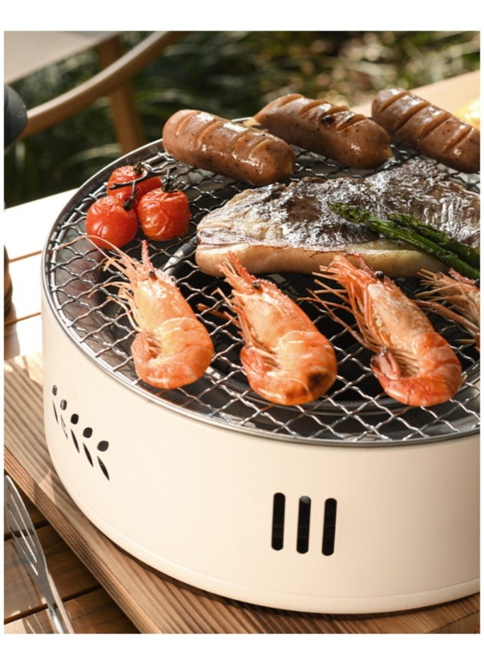 AUTOYSUR Barbecue grill,Portable Barbecue Charcoal Grill for Camping,Small/Mini Round BBQ Stainless Stove with Folding legs & Carry Bag for Outdoor Cooking, Picnic, Hiking,Fishing & Party White  - Image 3