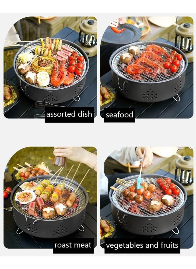 AUTOYSUR Barbecue grill,Portable Barbecue Charcoal Grill for Camping,Small/Mini Round BBQ Stainless Stove with Folding legs & Carry Bag for Outdoor Cooking, Picnic, Hiking,Fishing & Party White  - Image 5