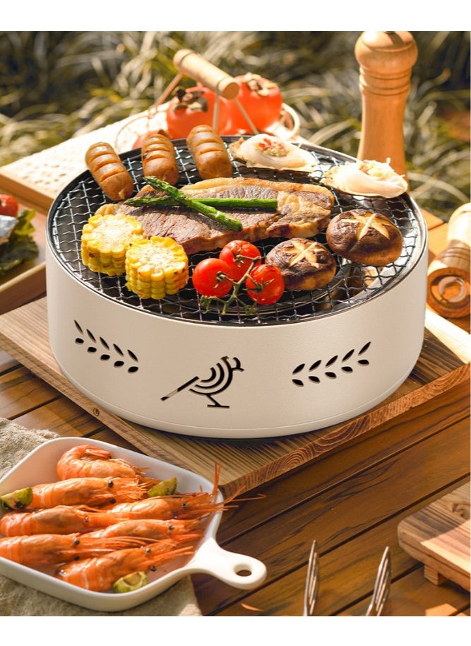 AUTOYSUR Barbecue grill,Portable Barbecue Charcoal Grill for Camping,Small/Mini Round BBQ Stainless Stove with Folding legs & Carry Bag for Outdoor Cooking, Picnic, Hiking,Fishing & Party White  - Image 2