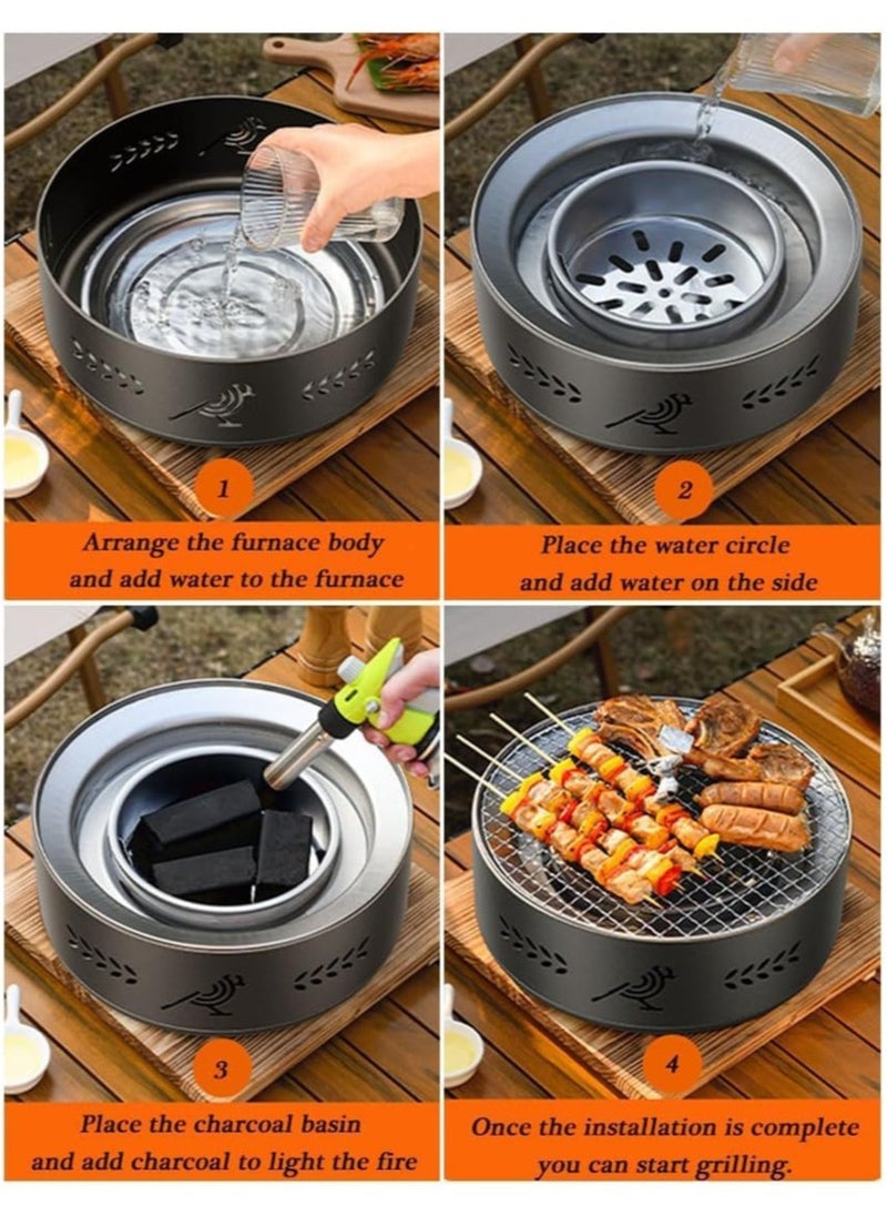 AUTOYSUR Barbecue grill,Portable Barbecue Charcoal Grill for Camping,Small/Mini Round BBQ Stainless Stove with Folding legs & Carry Bag for Outdoor Cooking, Picnic, Hiking,Fishing & Party White  - Image 4