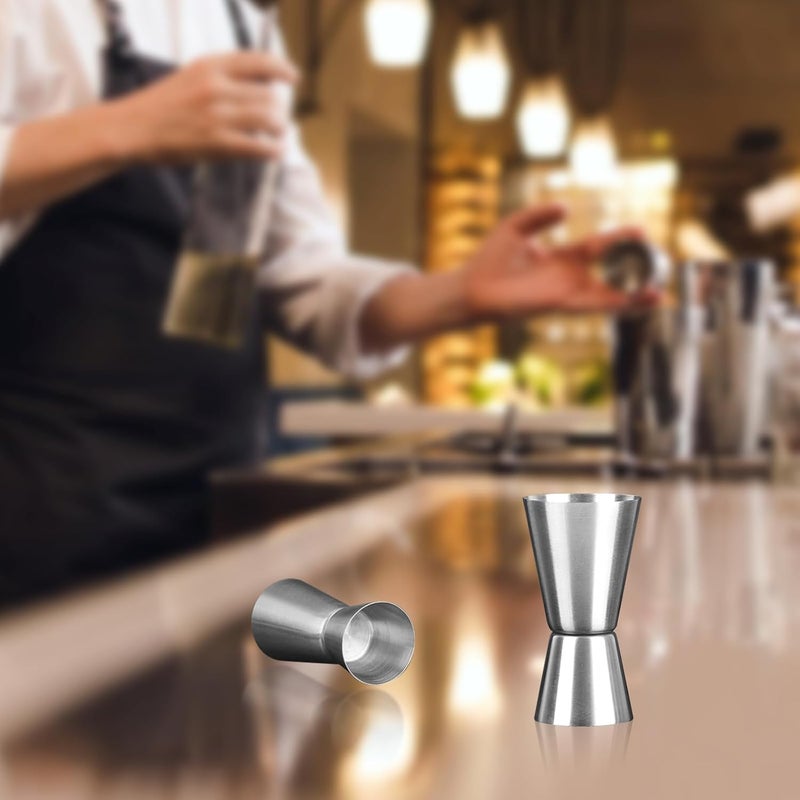 EWUHRY 2PCS Stainless Steel Double-Head Measuring Cup 1oz/2oz Japanese-Style Silver Cocktail Jigger Wine Measuring Device Cocktail Layered Measuring Cup for Restaurant Bar Family - Image 5