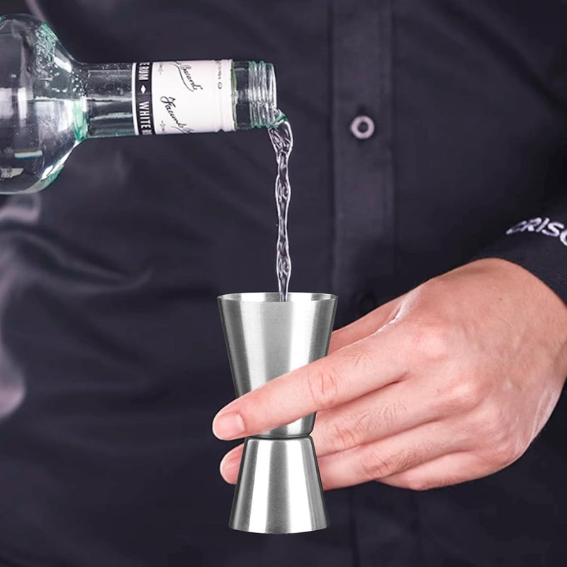 EWUHRY 2PCS Stainless Steel Double-Head Measuring Cup 1oz/2oz Japanese-Style Silver Cocktail Jigger Wine Measuring Device Cocktail Layered Measuring Cup for Restaurant Bar Family - Image 3