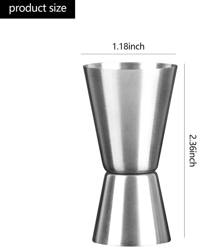 EWUHRY 2PCS Stainless Steel Double-Head Measuring Cup 1oz/2oz Japanese-Style Silver Cocktail Jigger Wine Measuring Device Cocktail Layered Measuring Cup for Restaurant Bar Family - Image 2