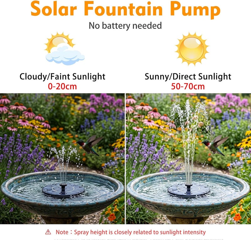 ماديماكس مرايا المياه الشمسية لاستحمام الطيور من ، محسنة بمضخة نافورة شمسية سعة 1.4 واط مزودة بـ 6 فوهات، مضخة مياه شمسية قابلة للطفو ومستقلة لاستخدامها في استحمام الطيور، الحدائق، البرك، الحمامات السباحة، الأماكن الخارجية. - Image 4