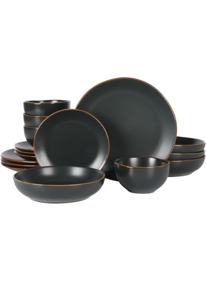 Gibson Home طقم أطباق وأوعية غيبسون هوم هازلتين 16 قطعة من الخزف الأسود - Image 1