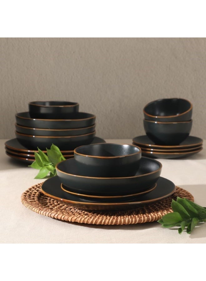 Gibson Home طقم أطباق وأوعية غيبسون هوم هازلتين 16 قطعة من الخزف الأسود - Image 3