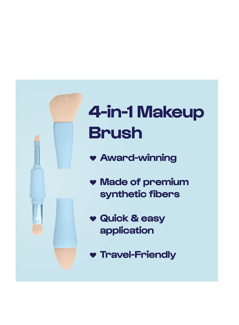 Excefore 4 in 1 Makeup Brush Set, Eyebrow, Liner  Blush Blending Brush, Dual-Ended Travel Makeup Brushes, Suitable for Powder and Liquid Make up - Image 2