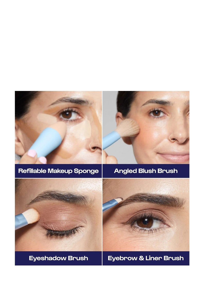 Excefore 4 in 1 Makeup Brush Set, Eyebrow, Liner  Blush Blending Brush, Dual-Ended Travel Makeup Brushes, Suitable for Powder and Liquid Make up - Image 4